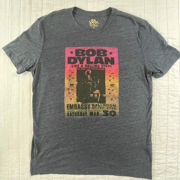 Lucky Brand Bob Dylan Gray Graphic Tee Medium - Picture 3 of 7